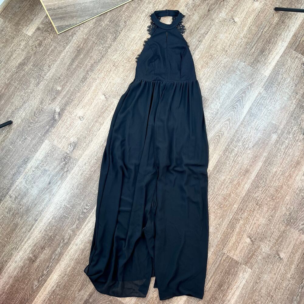 Lulus My Beloved Black Maxi Dress Lace Detail Halter Top - Picture 2 of 9